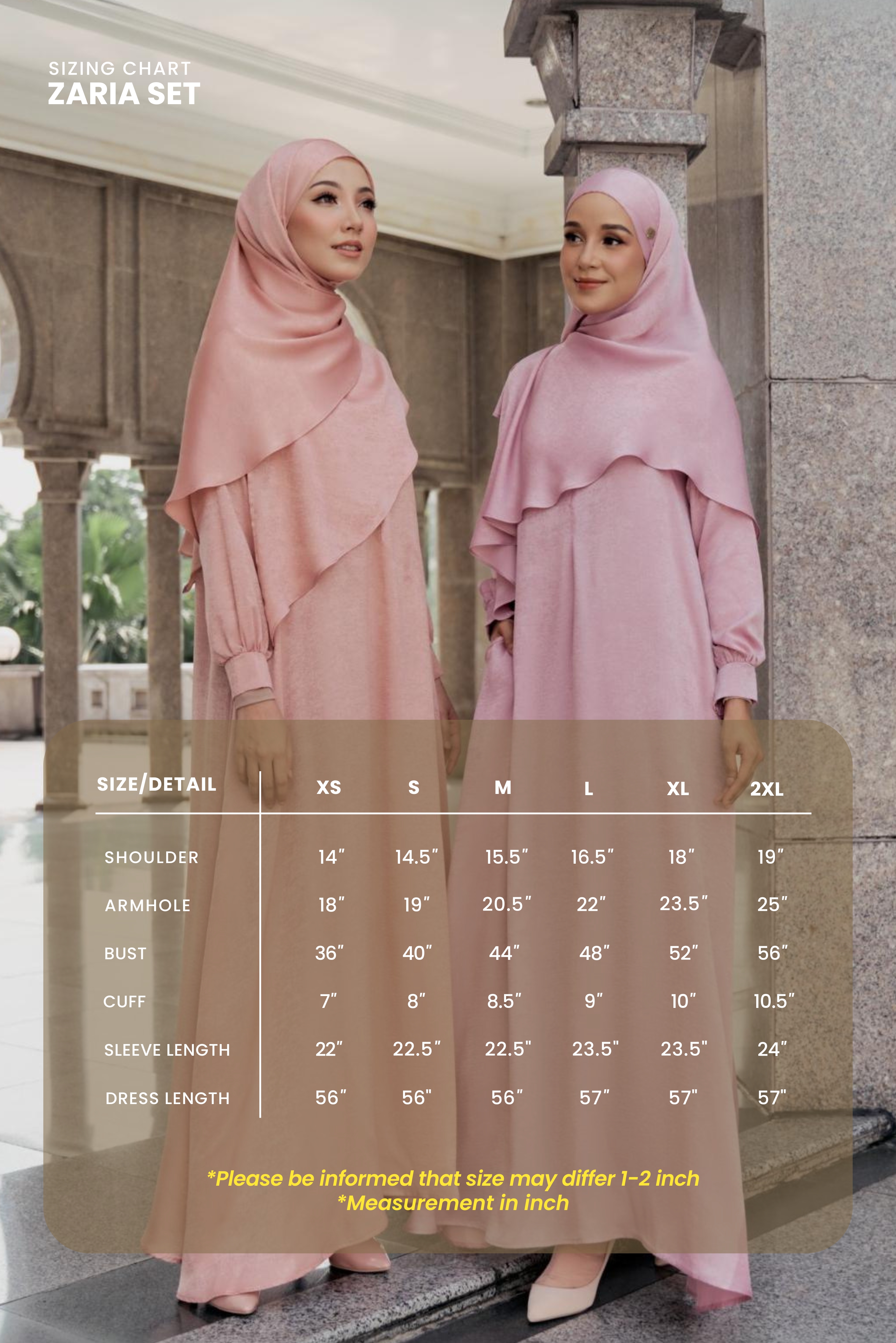 ZARIA SET with Khimar in Dusty Peach